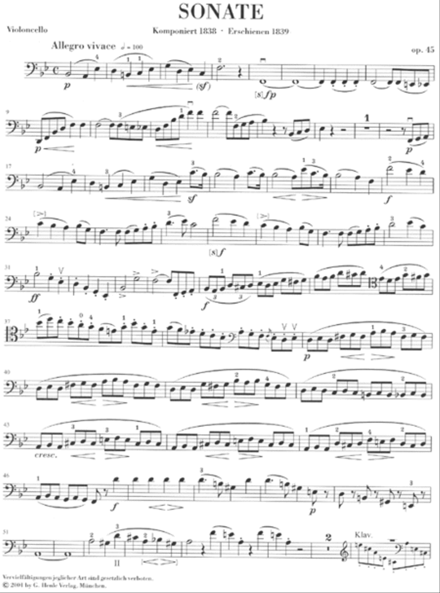 Sonata for Piano and Violoncello B Flat Major Op. 45 Piano Accompaniment scores gallery preview page 4