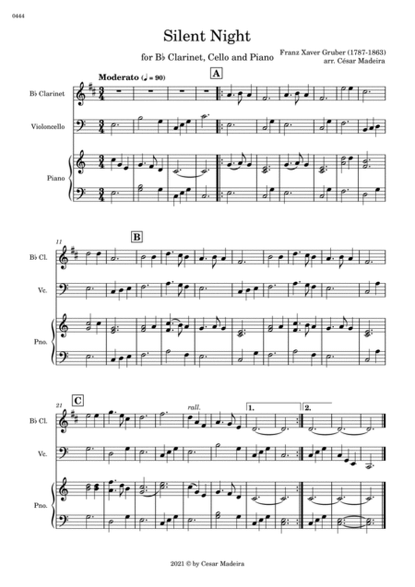 Silent Night - Bb Clarinet, Cello and Piano (Full Score and Parts) image number null
