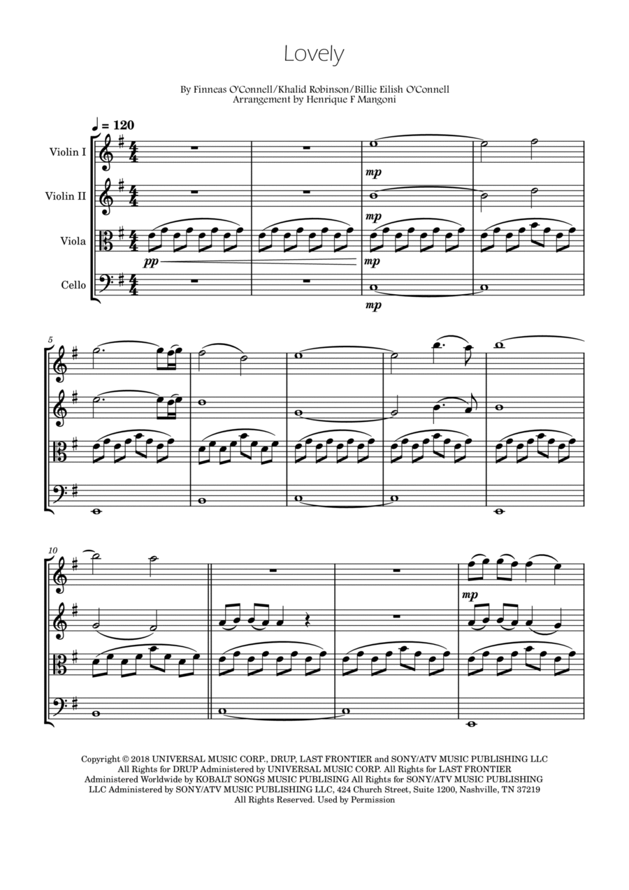 Lovely String Quartet scores gallery preview page 1