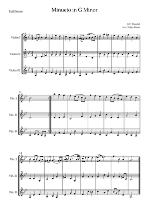 Book cover for Minueto in G Minor (G.F. Handel) for Violin Trio