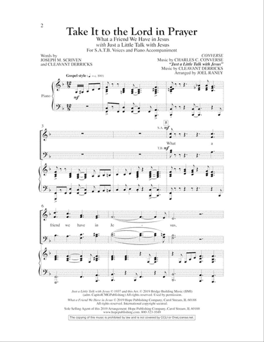 Take It to the Lord In Prayer Choir scores gallery preview page 2