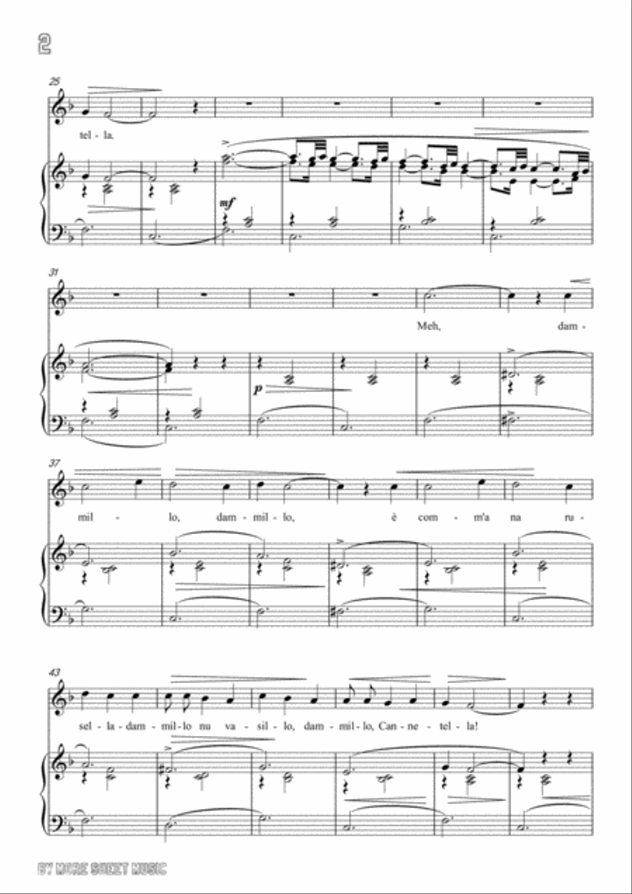 Tosti-'A Vucchella in F Major,for Voice and Piano Voice Solo scores gallery preview page 4
