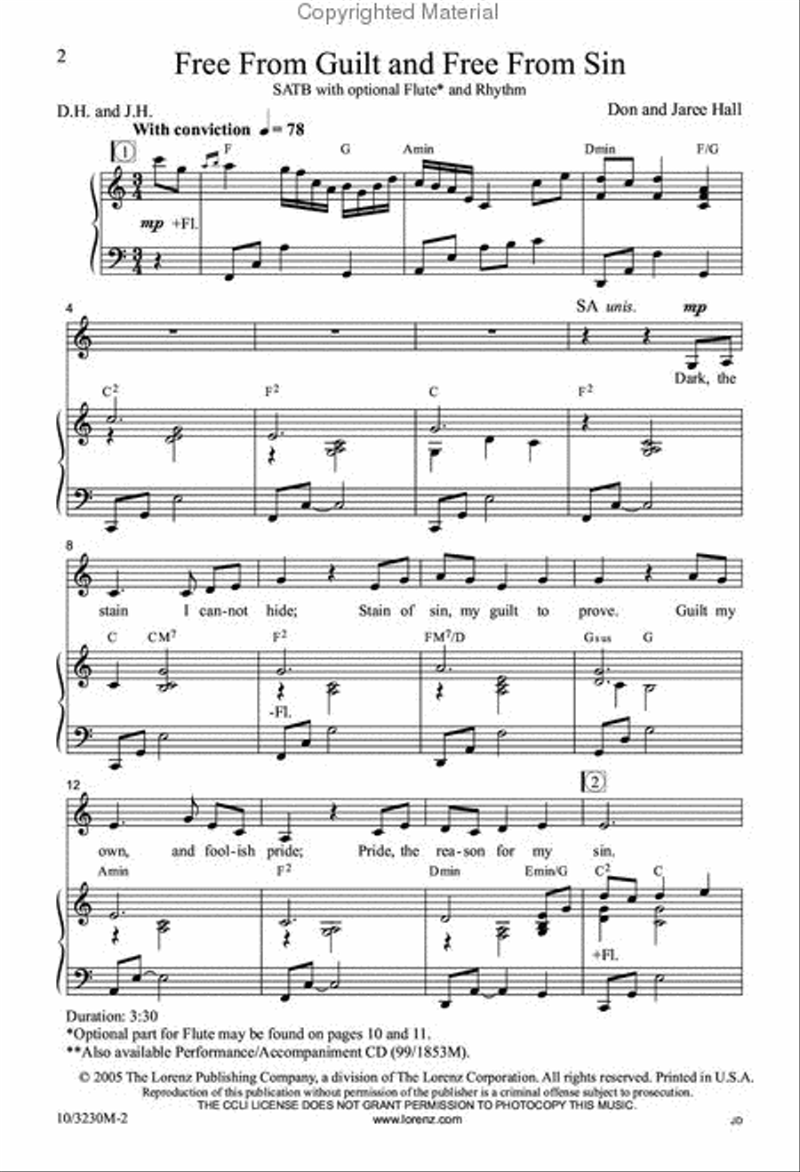 Free From Guilt and Free From Sin 4-Part scores gallery preview page 2