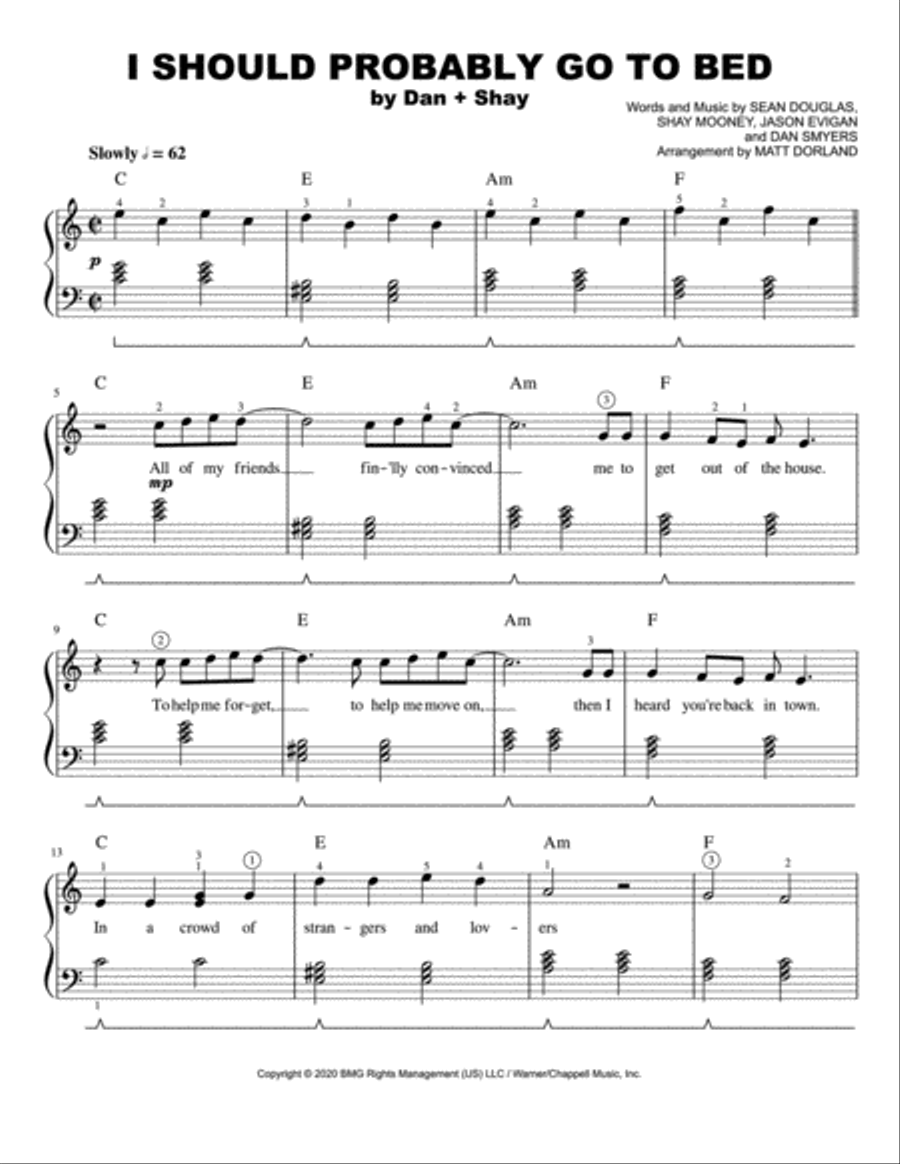 I Should Probably Go To Bed Easy Piano scores gallery preview page 1
