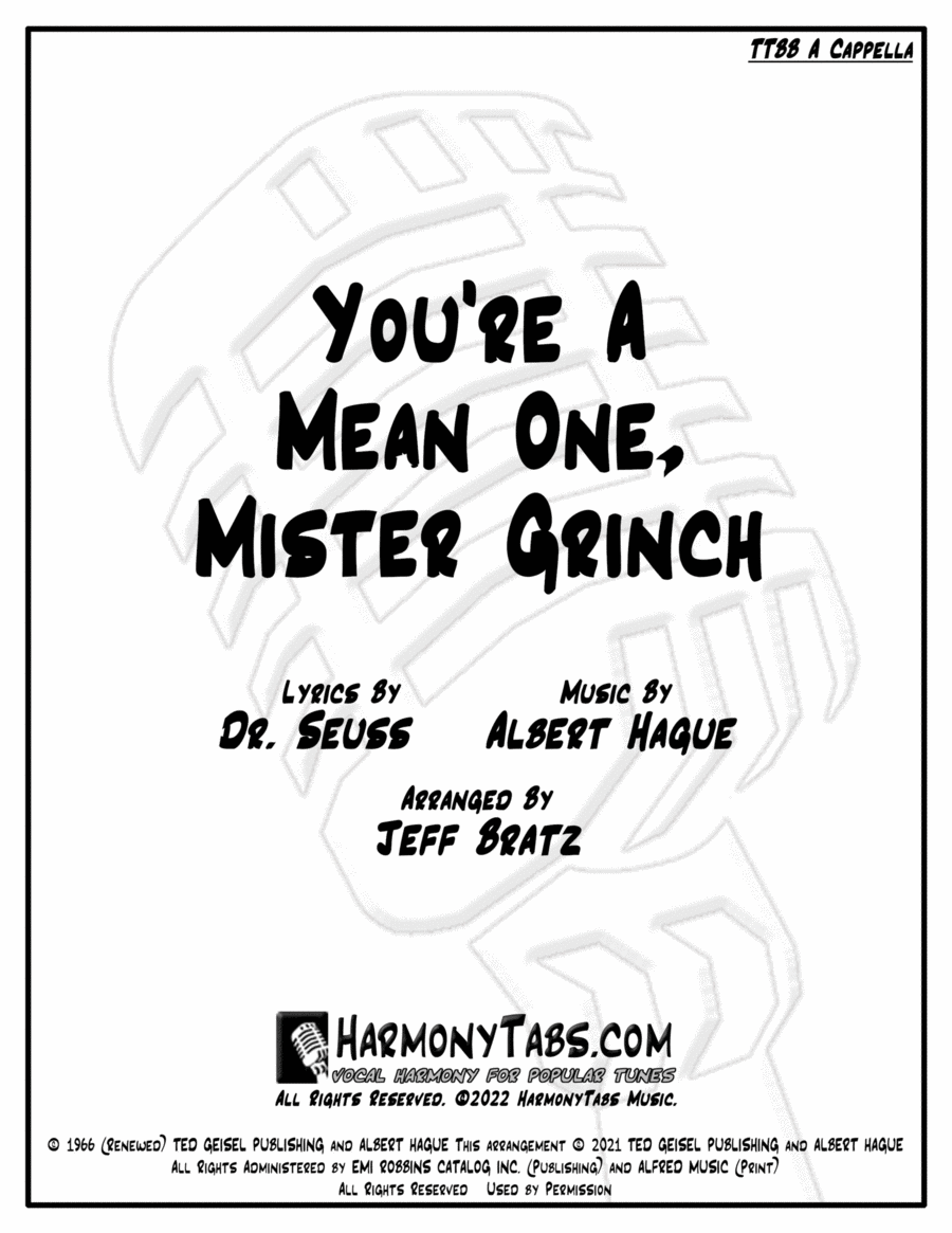 You're A Mean One, Mr. Grinch TTBB scores gallery preview page 1