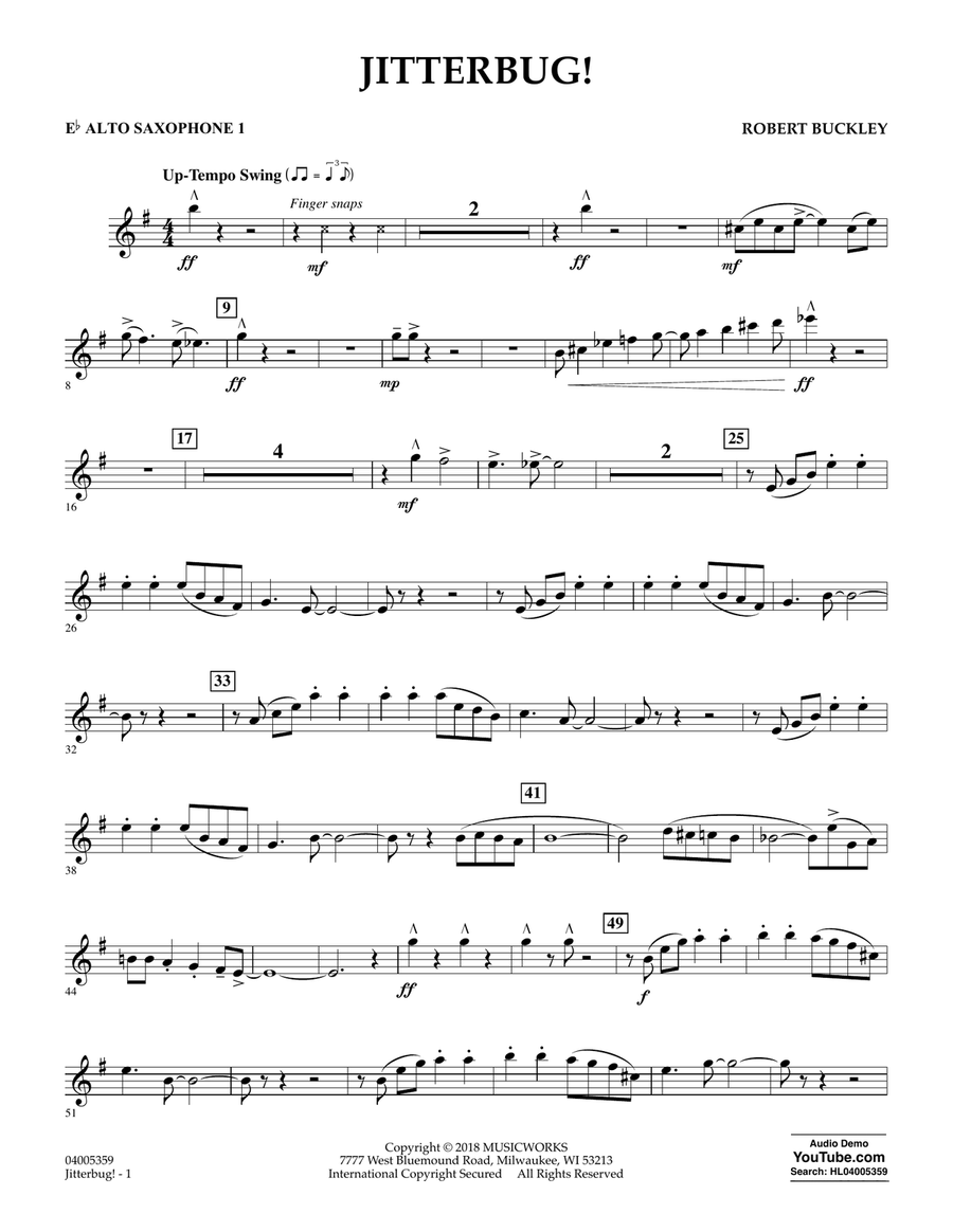 Jitterbug! - Eb Alto Saxophone 1 Concert Band scores gallery preview page 1