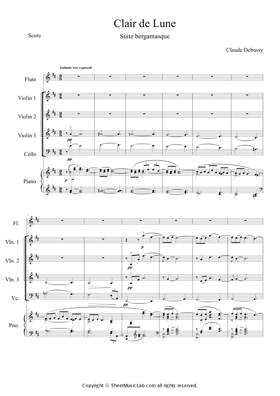 Clair de Lune in D Clair de Lune in D Orchestra scores gallery preview page 1