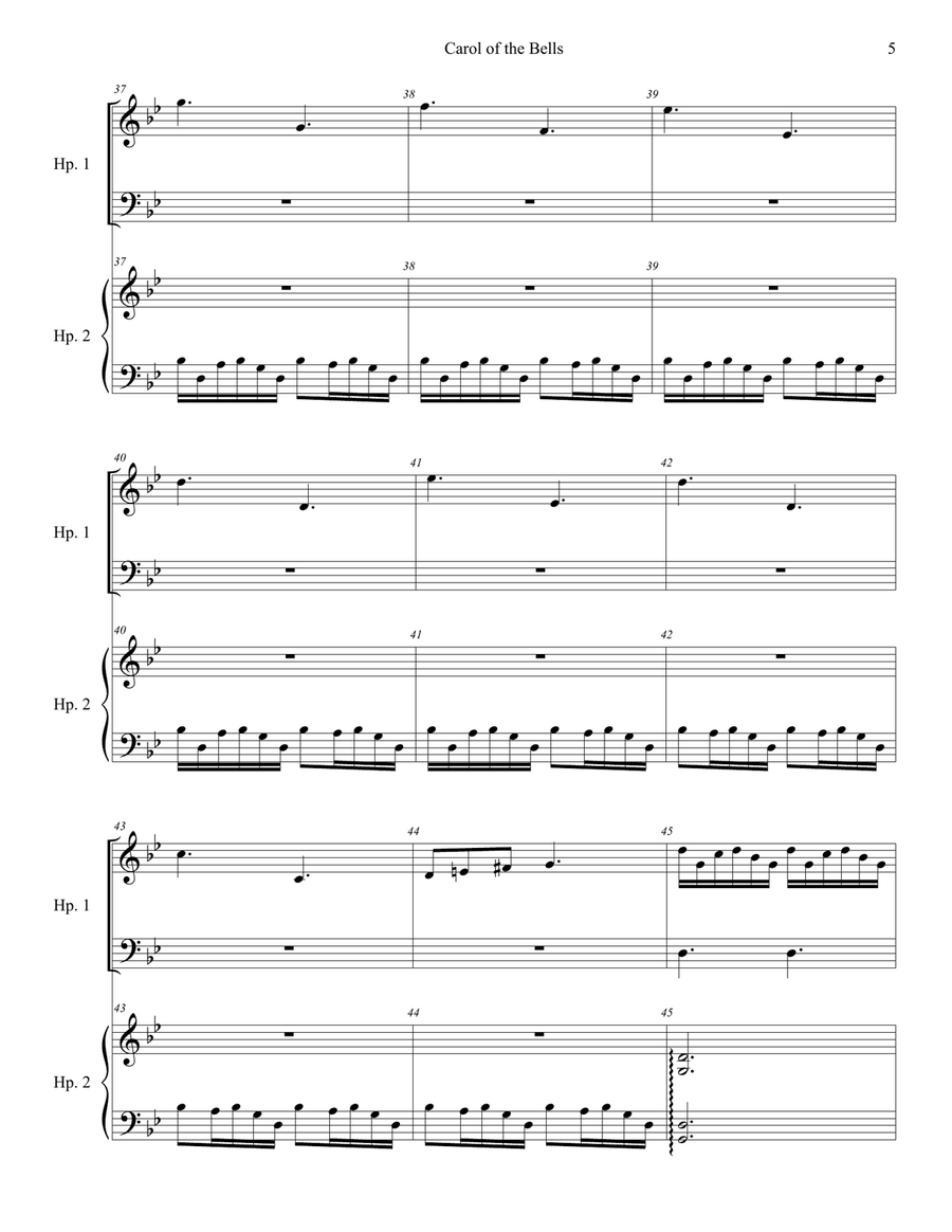 Carol of the Bells Harp Duet Harp scores gallery preview page 5