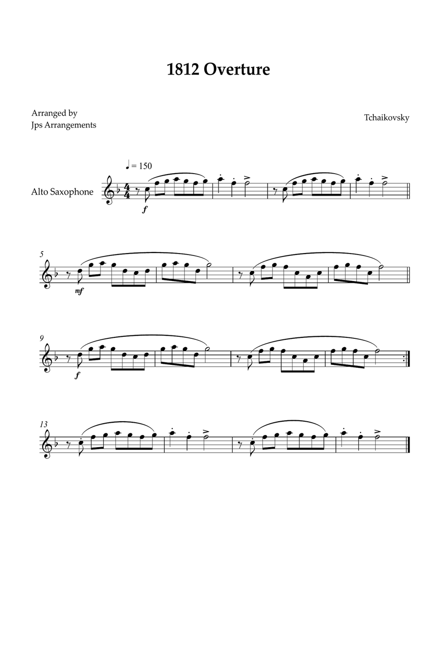 1812 Overture for Alto sax Alto Saxophone scores gallery preview page 1