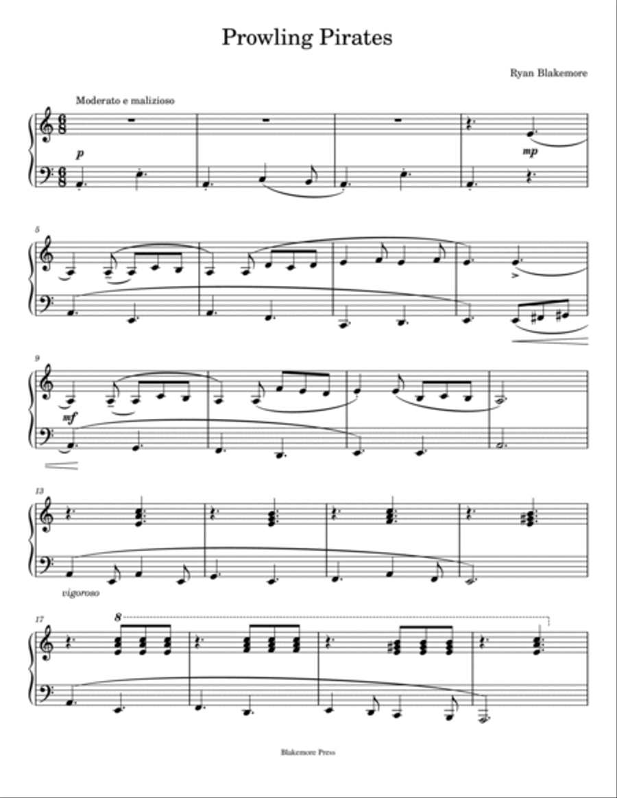 Prowling Pirates Easy Piano scores gallery preview page 2