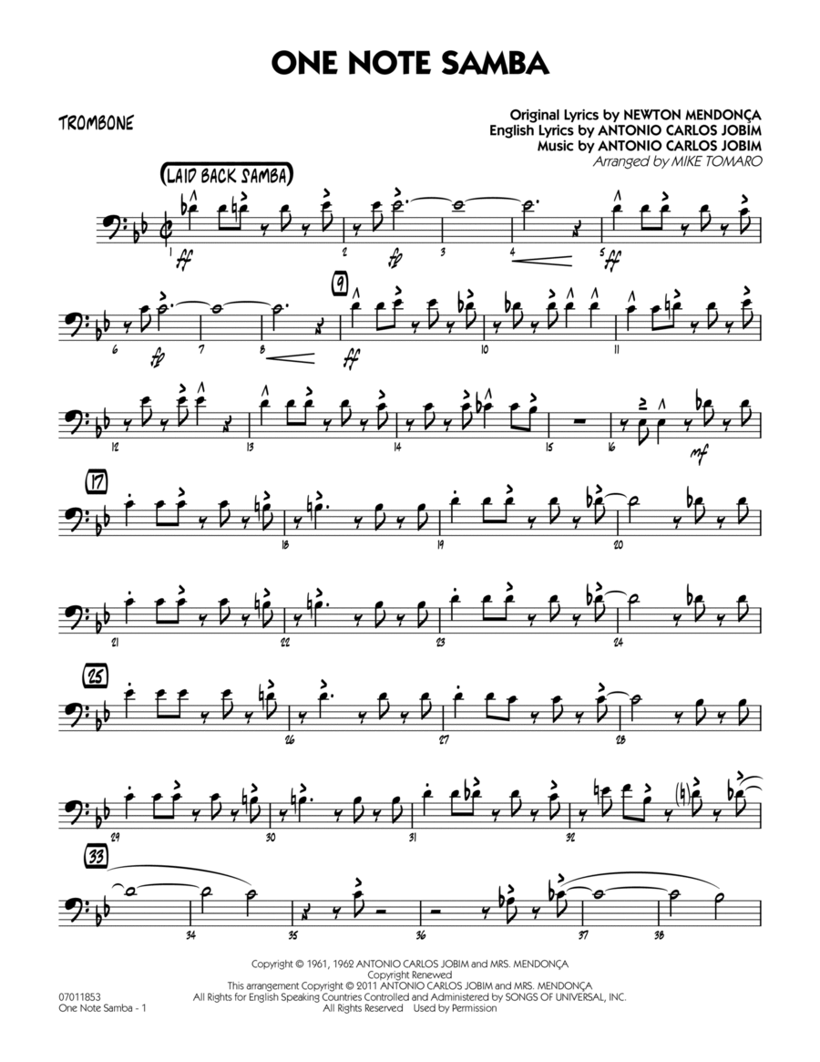 One Note Samba - Trombone