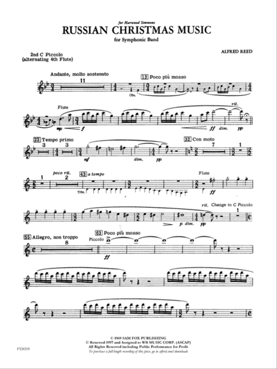 Russian Christmas Music: 2nd Piccolo Concert Band scores gallery preview page 1