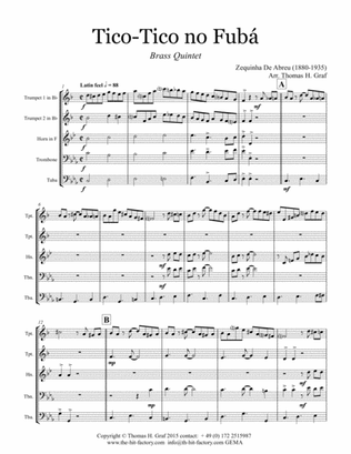Book cover for Tico-Tico no Fubá - Choro - Brass Quintet