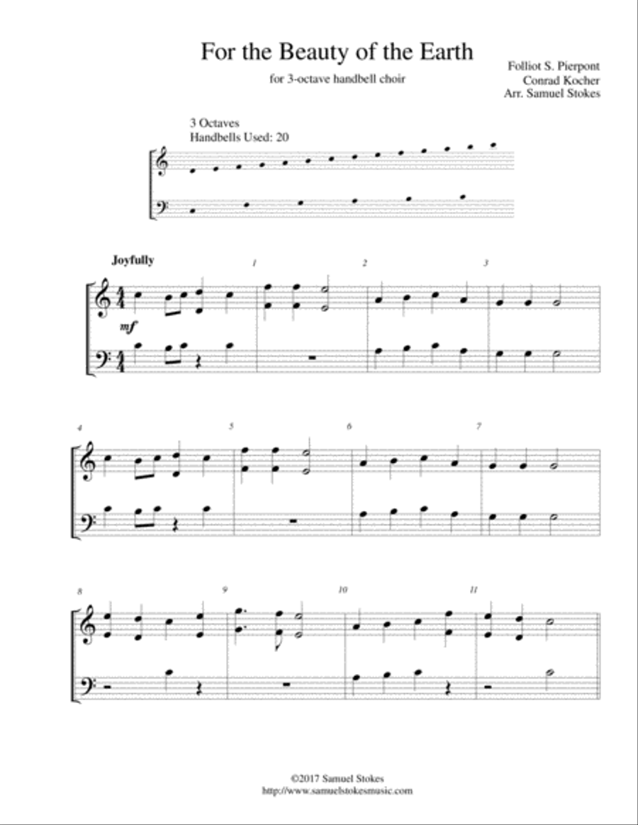For the Beauty of the Earth - for 3-octave handbell choir For the Beauty of the Earth - for 3-octave handbell choir 3-Octaves scores gallery preview page 1