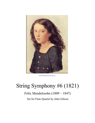 Book cover for String Symphony #6 set for Flute Quartet