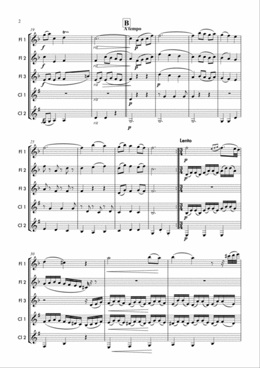 Dance of the Blessed Spirits Woodwind Ensemble scores gallery preview page 3