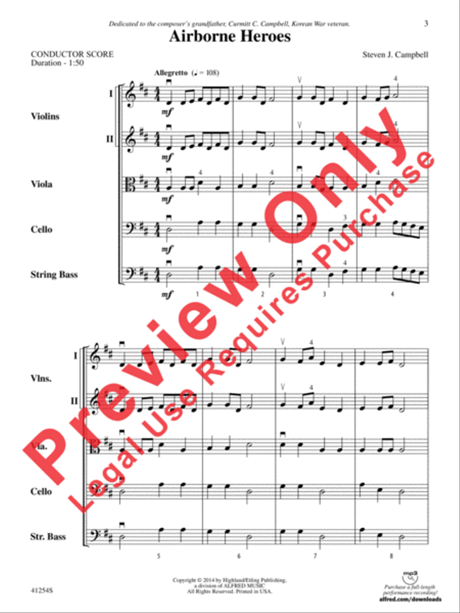 Airborne Heroes String Orchestra scores gallery preview page 3