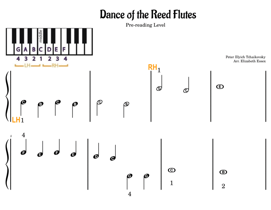 Dance of the Reed Flutes - The Nutcracker Suite - Pre-staff Alpha notes Voice scores gallery preview page 1