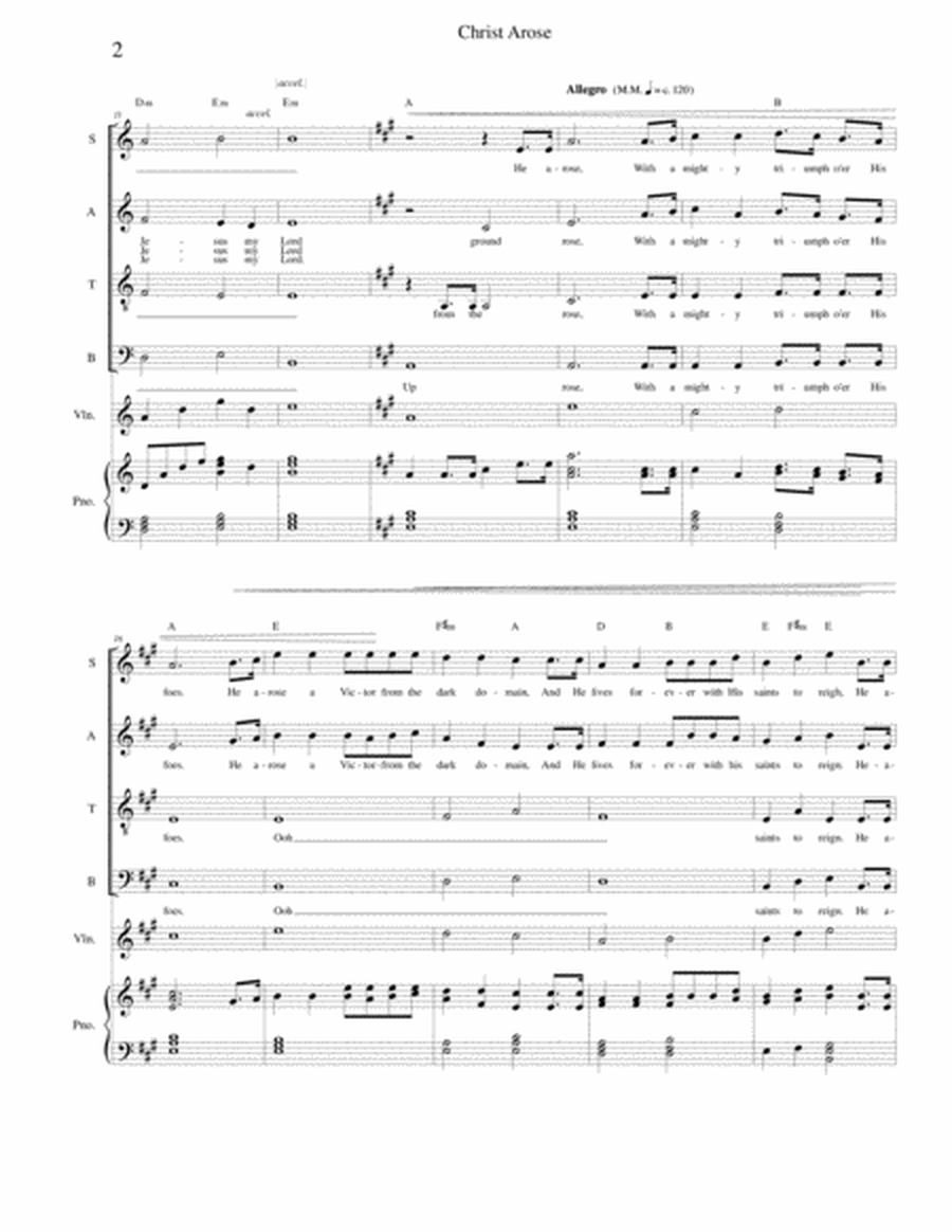 Christ Arose - Low in the Grave He Lay - SATB with violin and piano image number null