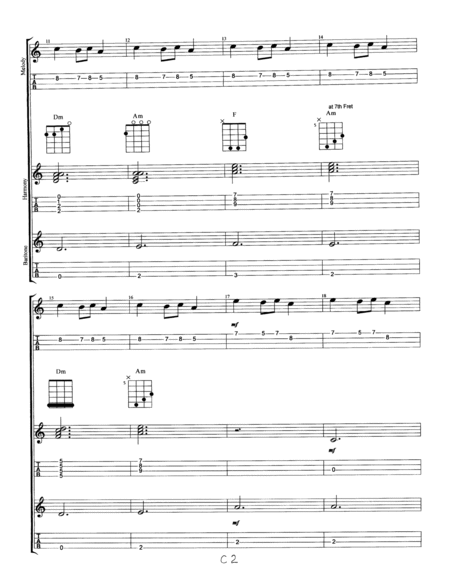 Shchedryk UKRAINIAN BELL CAROL (Carol Of The Bells instrumental) for UKULELE ENSEMBLE, notes & tabs image number null