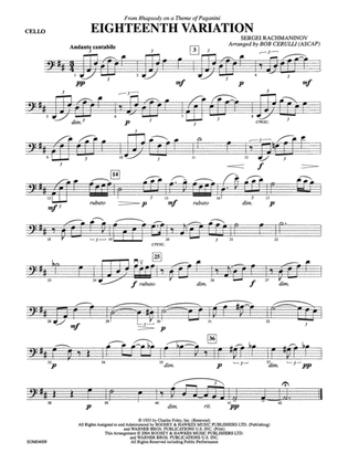 Eighteenth Variation (from Rhapsody on a Theme of Paganini): Cello
