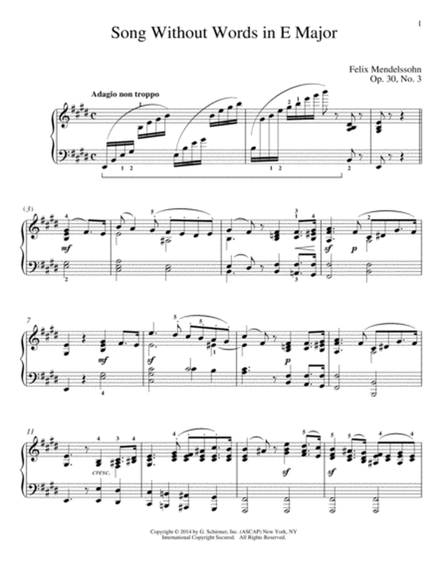 Song Without Words In E Major, Op. 30, No. 3