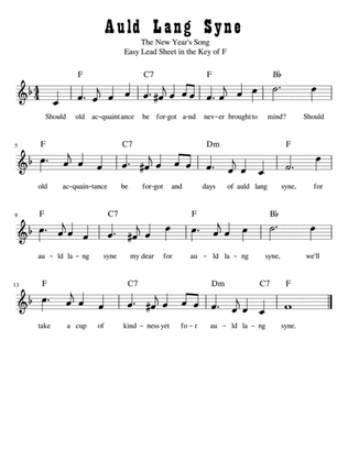 Book cover for Auld Lang Syne Easy Lead Sheet in F Major