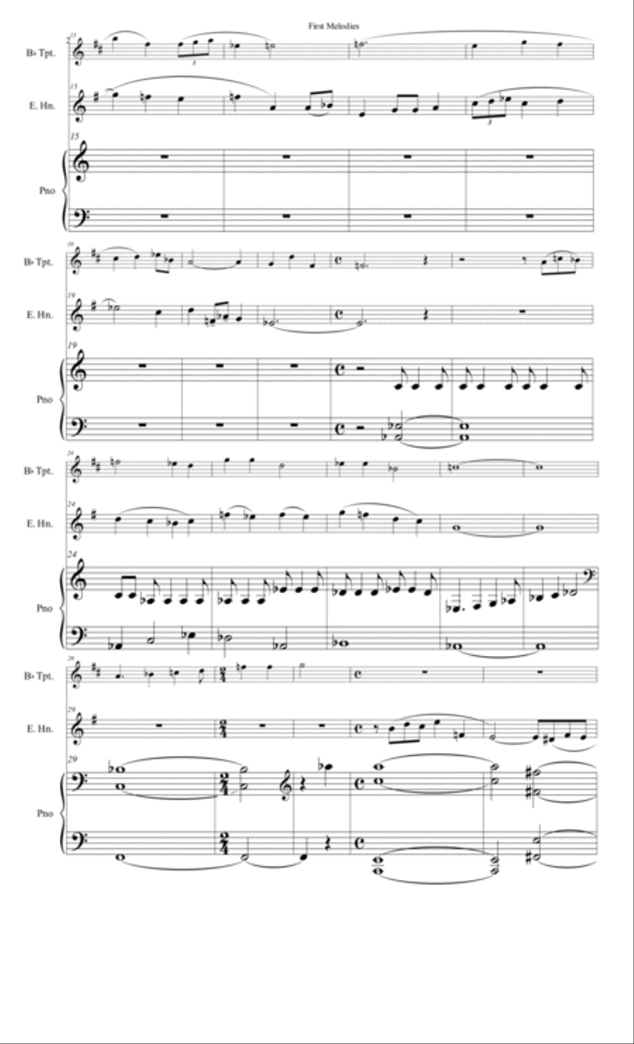 First Melodies (for Trumpet, English Horn, and Piano) Small Ensemble scores gallery preview page 2