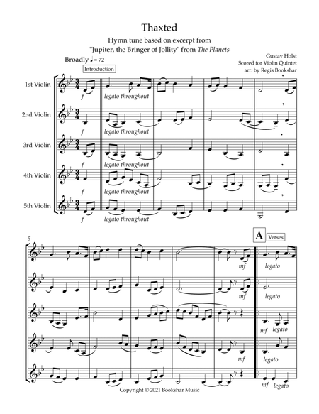 Thaxted (hymn tune based on excerpt from "Jupiter" from The Planets) (Bb) (Violin Quintet) image number null