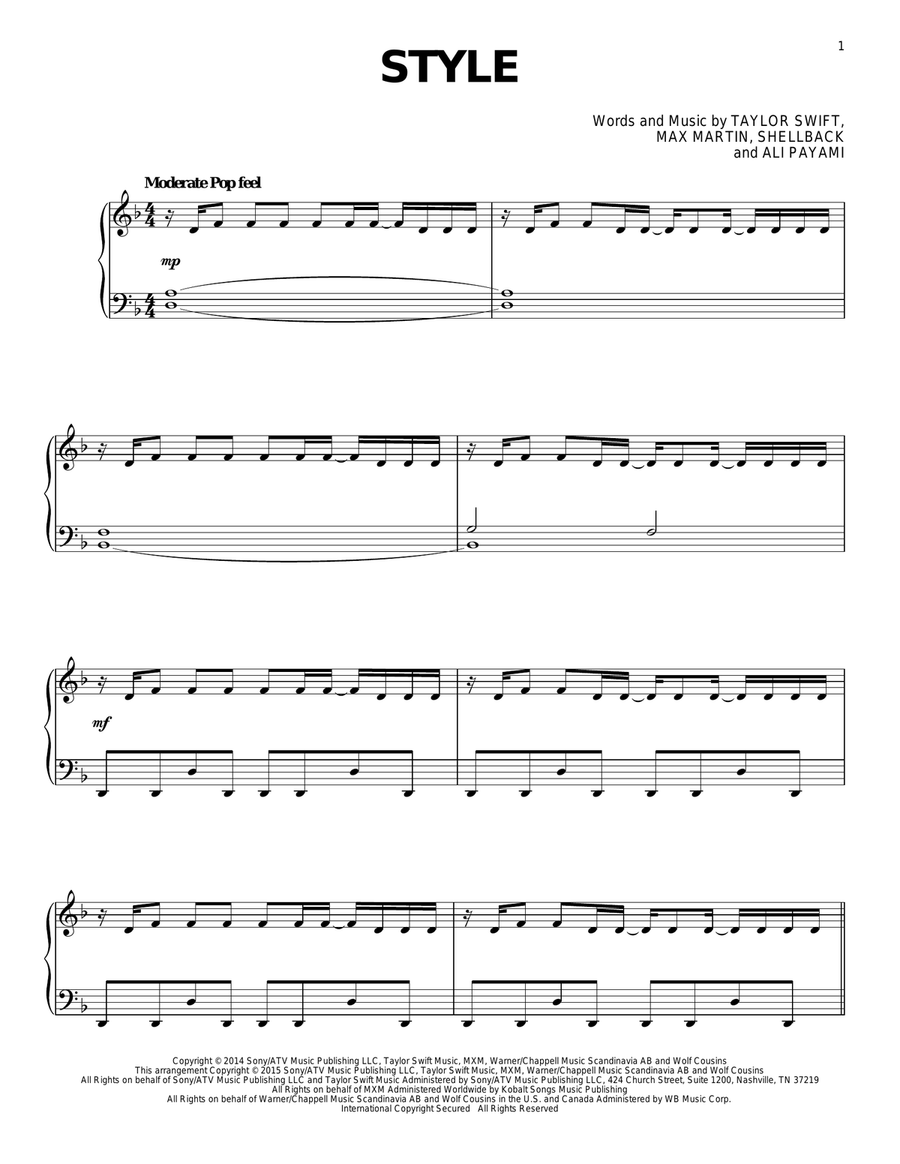 Style Style Piano Solo scores gallery preview page 1