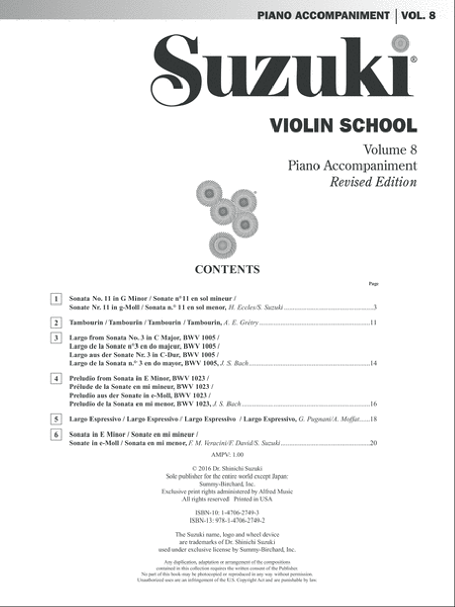 Suzuki Violin School, Volume 8