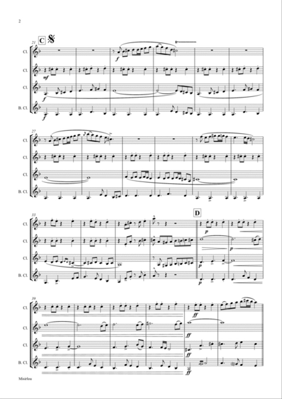 Misirlou - Pulp Fiction - Clarinet Quartet Clarinet Quartet scores gallery preview page 2