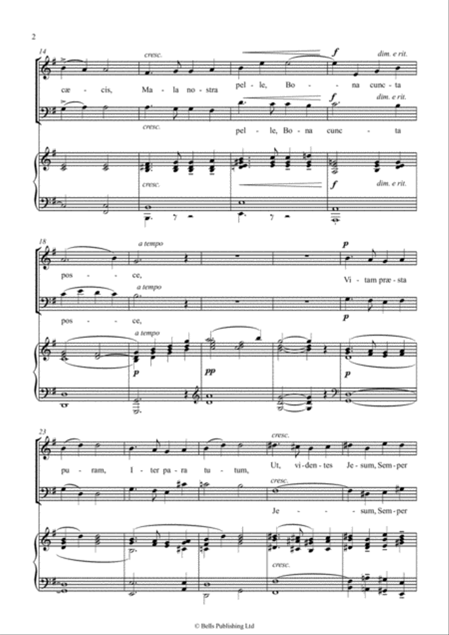 Ave, maris stella (duet) (Original key. G Major) Piano Accompaniment scores gallery preview page 2