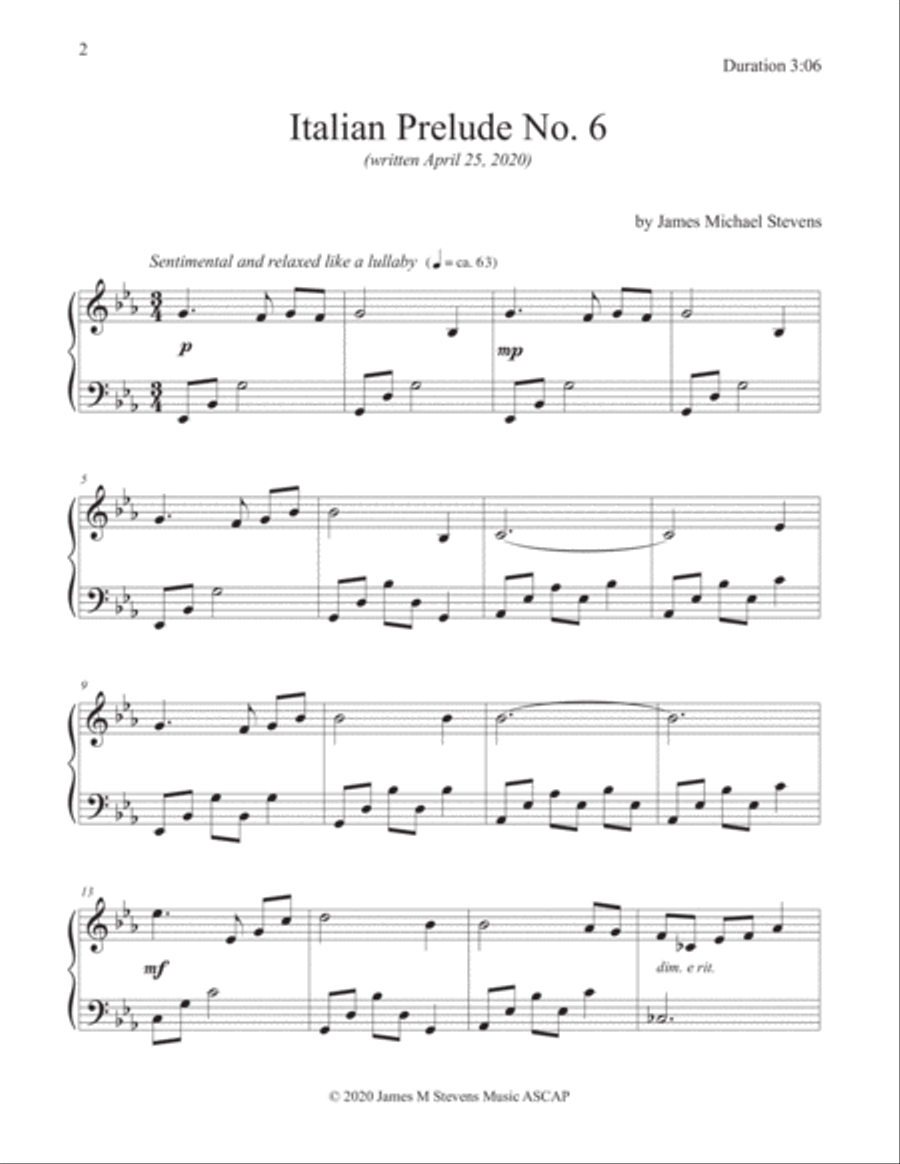 Italian Prelude No. 6 - Piano Solo Piano Solo scores gallery preview page 2