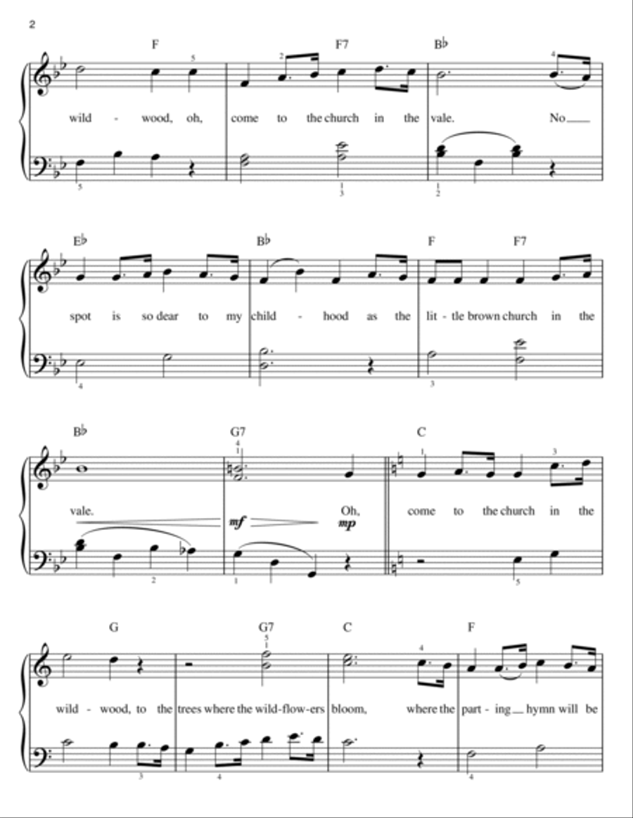 Church In The Wildwood (arr. Phillip Keveren) Easy Piano scores gallery preview page 2