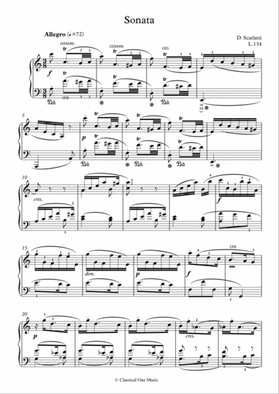 Scarlatti-Sonata in a-minor L.134 K.383(piano) Piano Solo scores gallery preview page 2