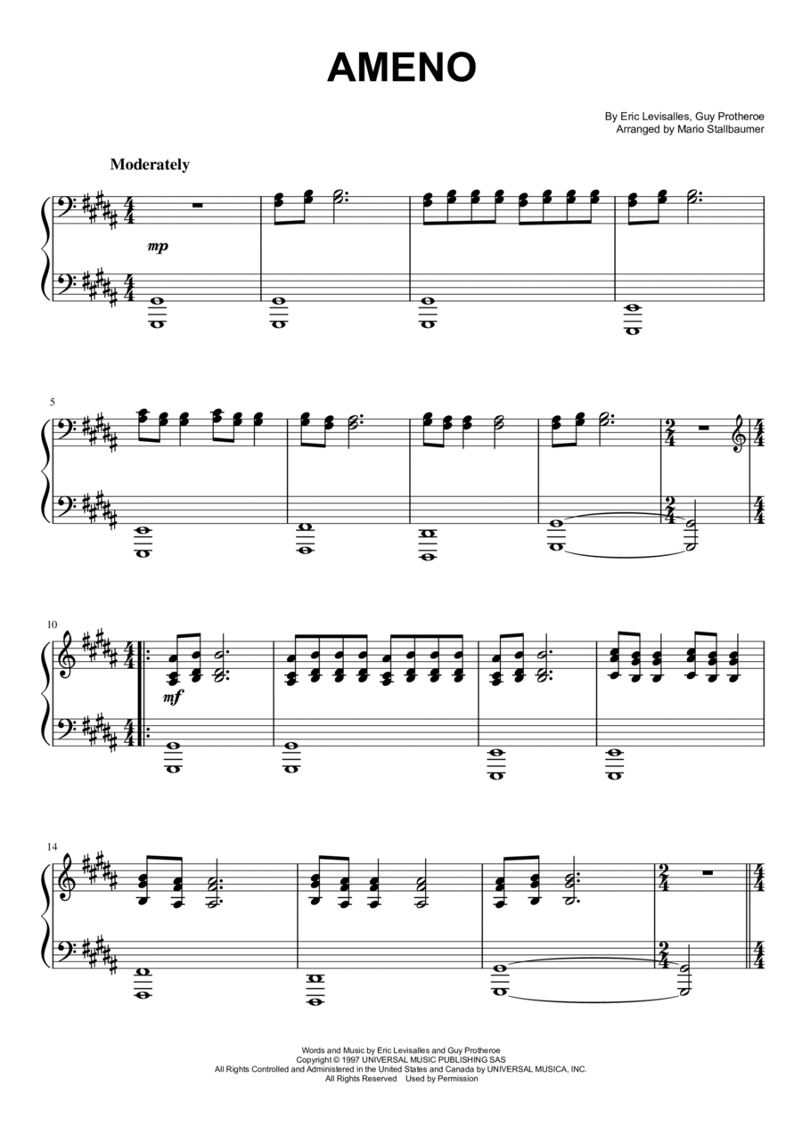 Ameno Piano Solo scores gallery preview page 1