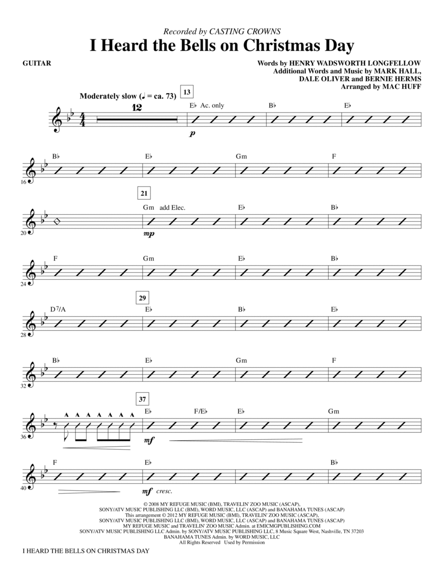 I Heard The Bells On Christmas Day - Guitar Choir scores gallery preview page 1