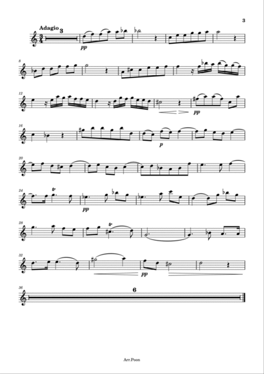 Concerto in D minor Bach/Marcello, Adagio BWV 974 - For Obeo Solo Original S.Z799 Oboe Solo scores gallery preview page 3
