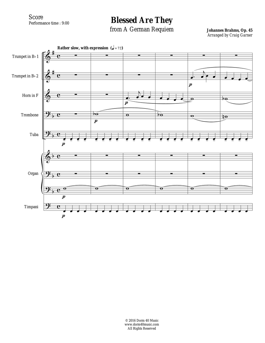 Blessed Are They, from A German Requiem, Op. 45 Brass Ensemble scores gallery preview page 2