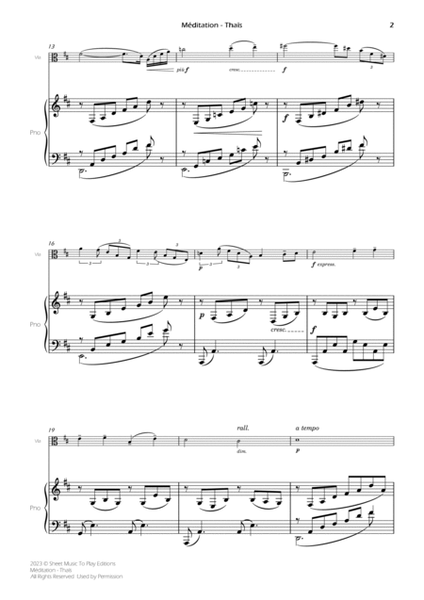 Meditation from Thais - Viola and Piano (Full Score and Parts) image number null
