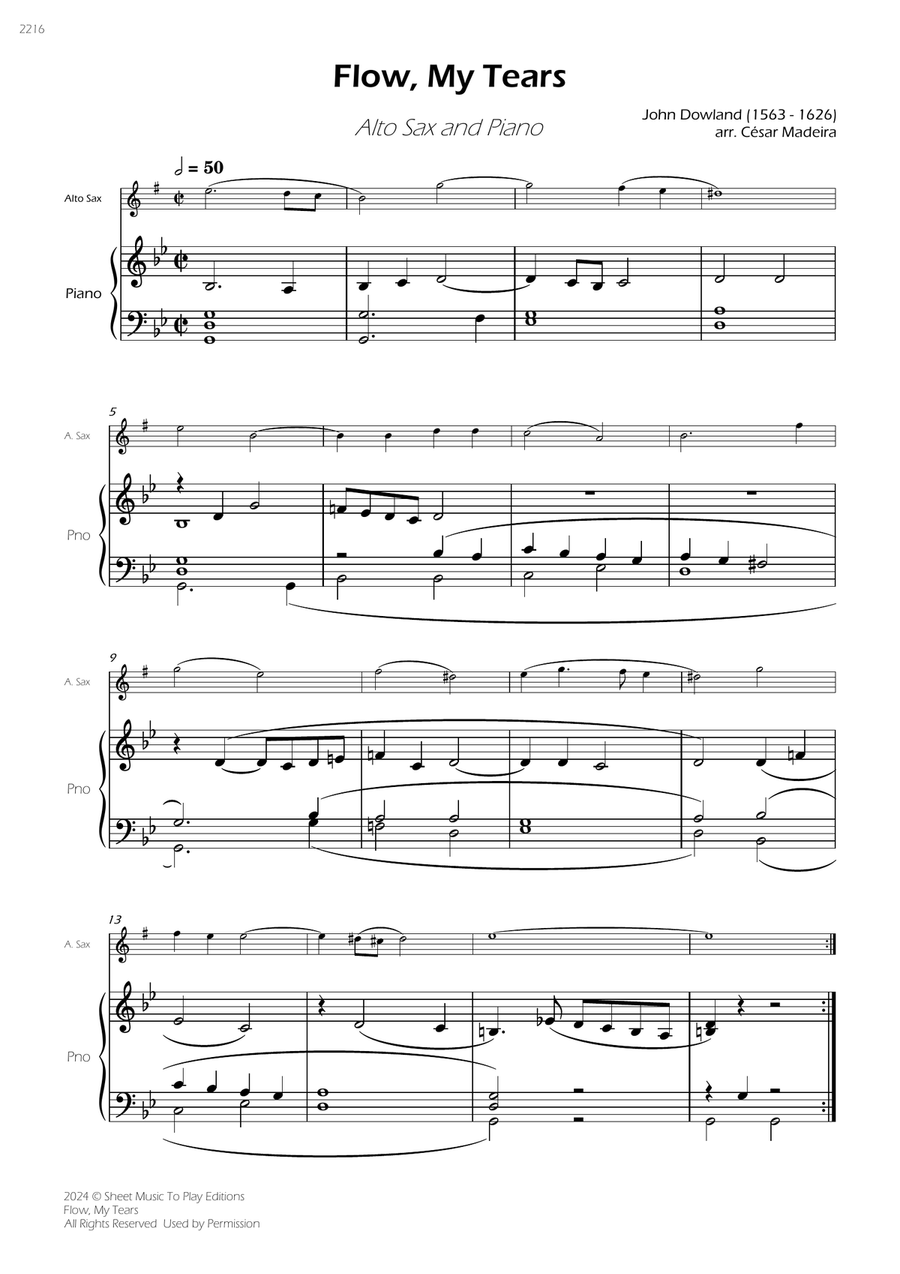 Flow My Tears - Alto Sax and Piano (Full Score and Parts) Alto Saxophone scores gallery preview page 3