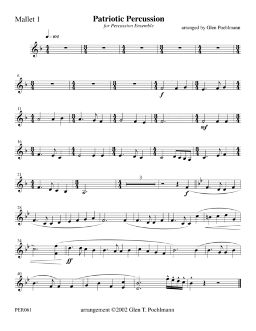 PATRIOTIC PERCUSSION (medley) - PERCUSSION ENSEMBLE Percussion Ensemble scores gallery preview page 5