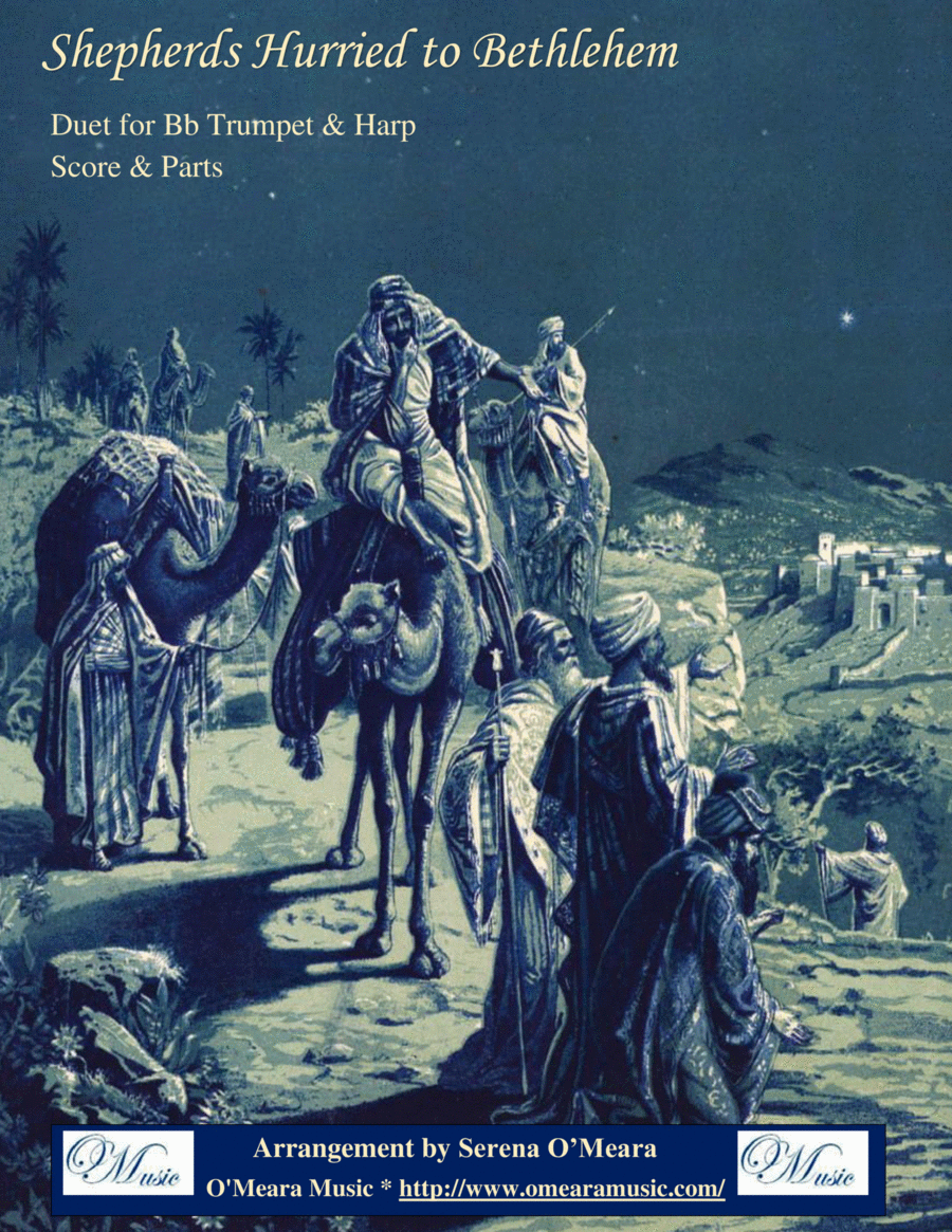 Shepherds Hurried to Bethlehem, Duet for Bb Trumpet & Harp Trumpet Duet scores gallery preview page 1