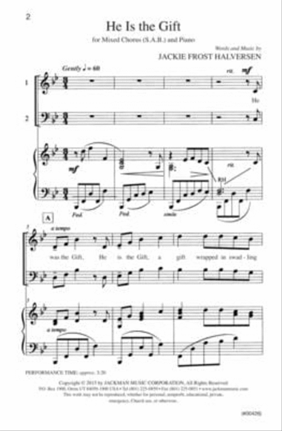 He is The Gift - SAB 3-Part scores gallery preview page 2