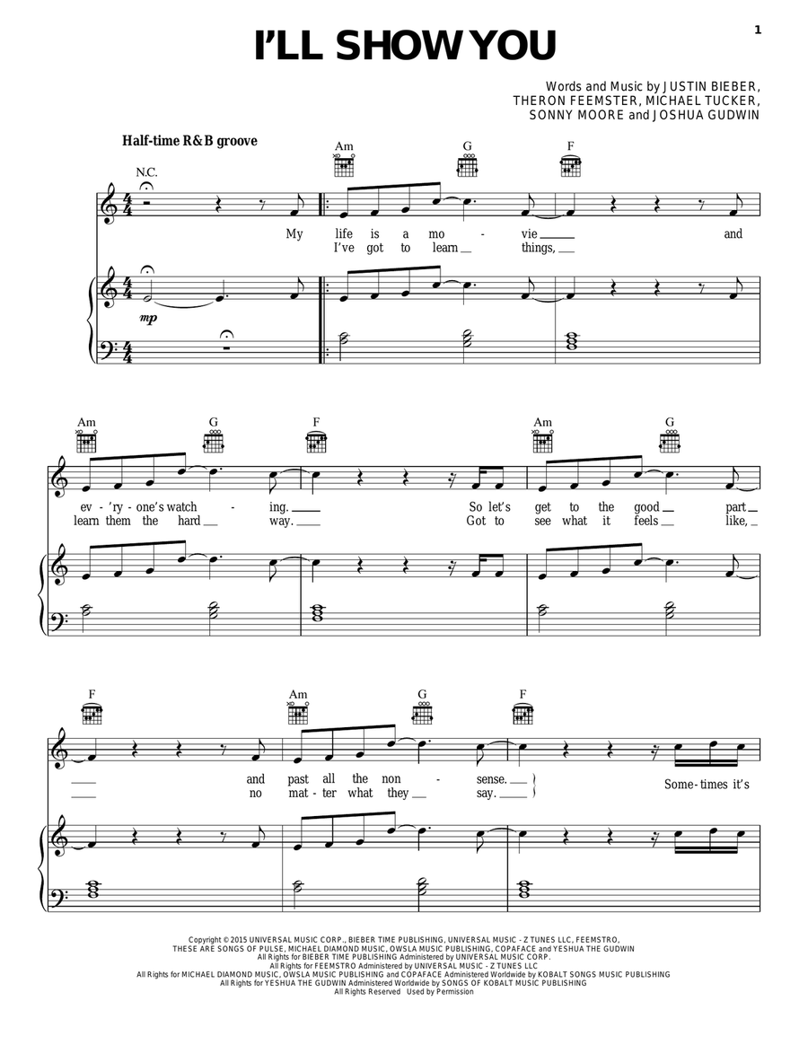I'll Show You Piano, Vocal, Guitar scores gallery preview page 1