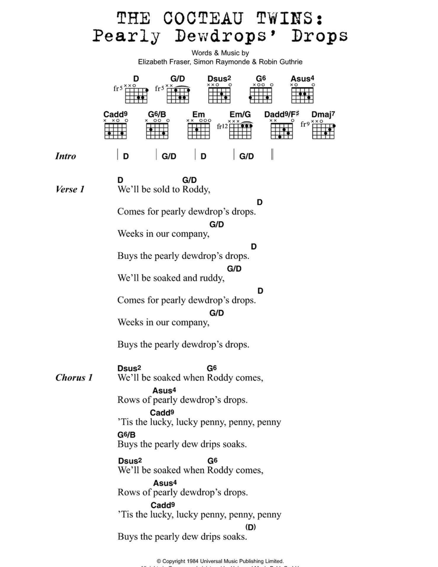 Pearly Dewdrops' Drops Easy Guitar scores gallery preview page 1