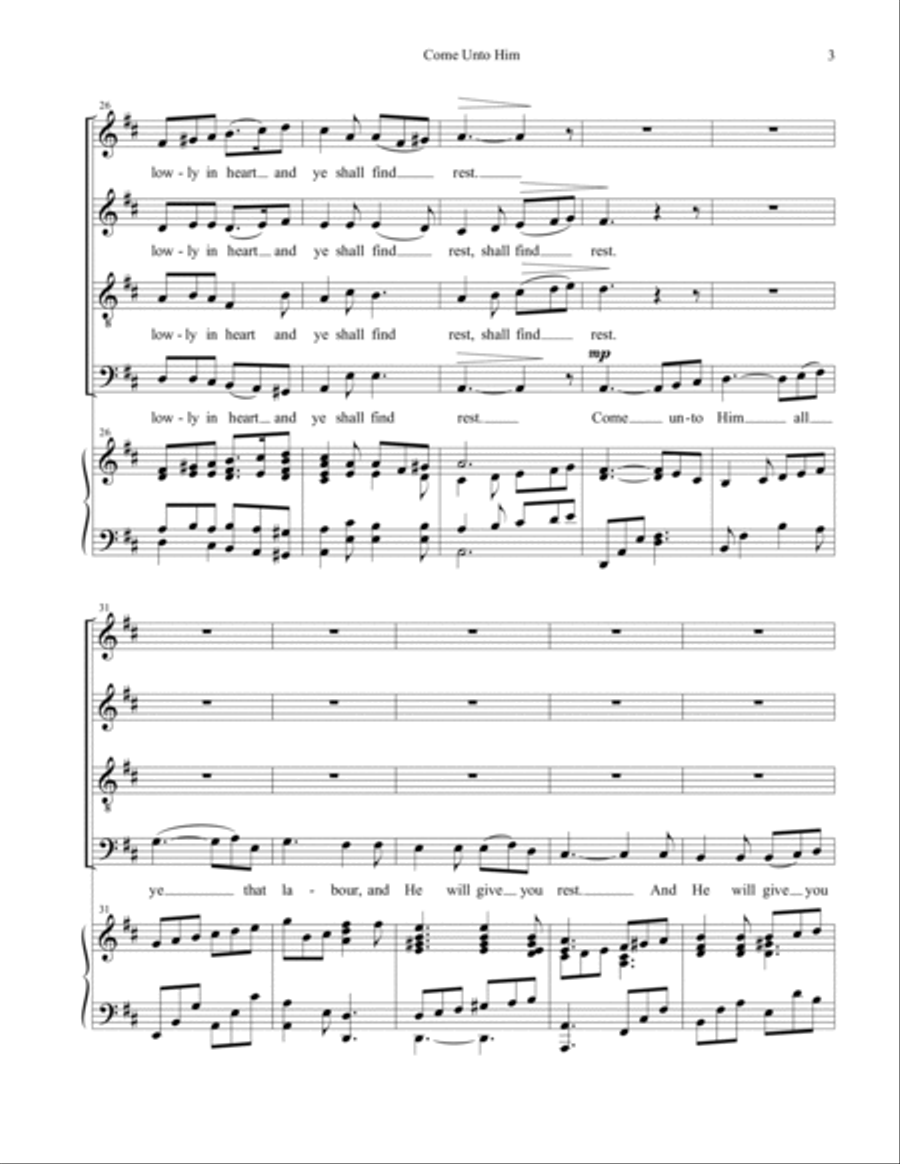 Come Unto Him - SATB Come Unto Him - SATB 4-Part scores gallery preview page 4