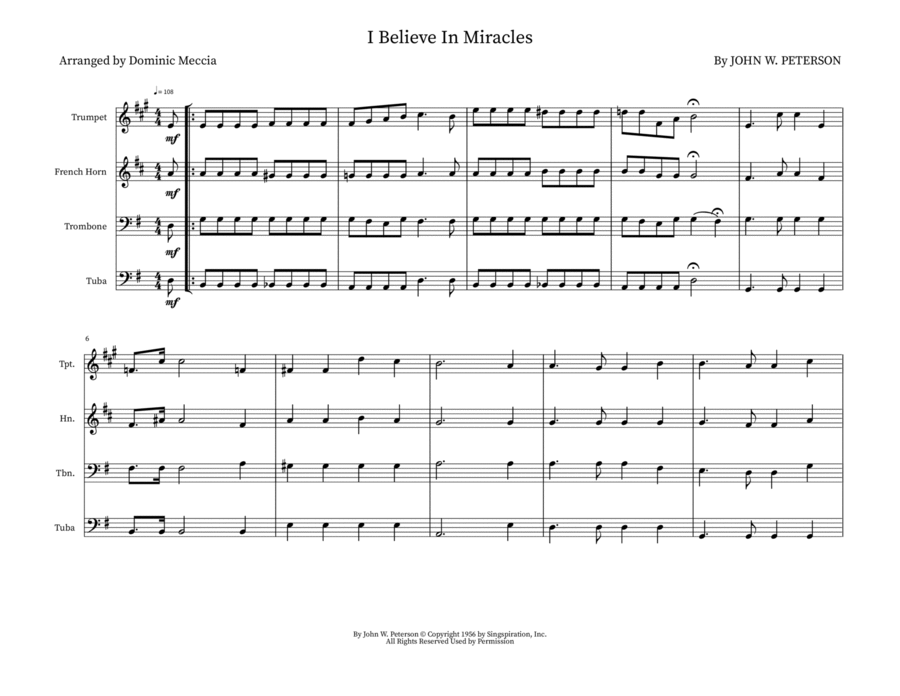 I Believe In Miracles I Believe In Miracles Horn scores gallery preview page 1