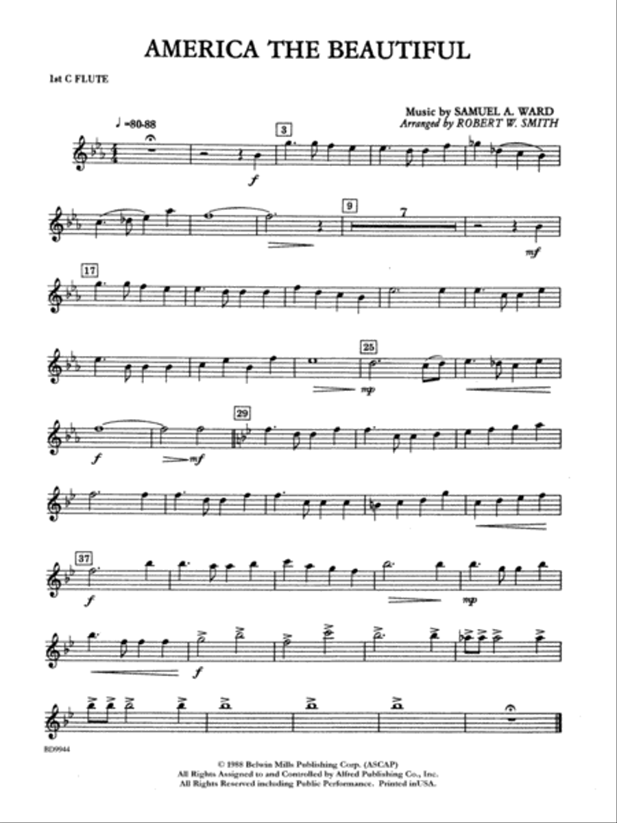 America the Beautiful: Flute Concert Band scores gallery preview page 1